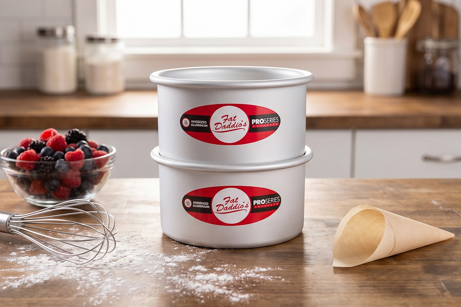 Fat Daddio's Anodized Aluminum Round Cake Pans, 2 Piece Set, 5 x 3 Inch