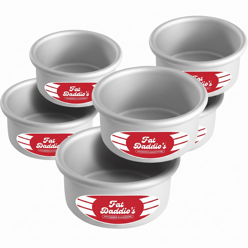 Fat Daddio's PRD-42CASE Anodized Aluminum Round Cake Pan, 4 x 2 inch, Set of 6