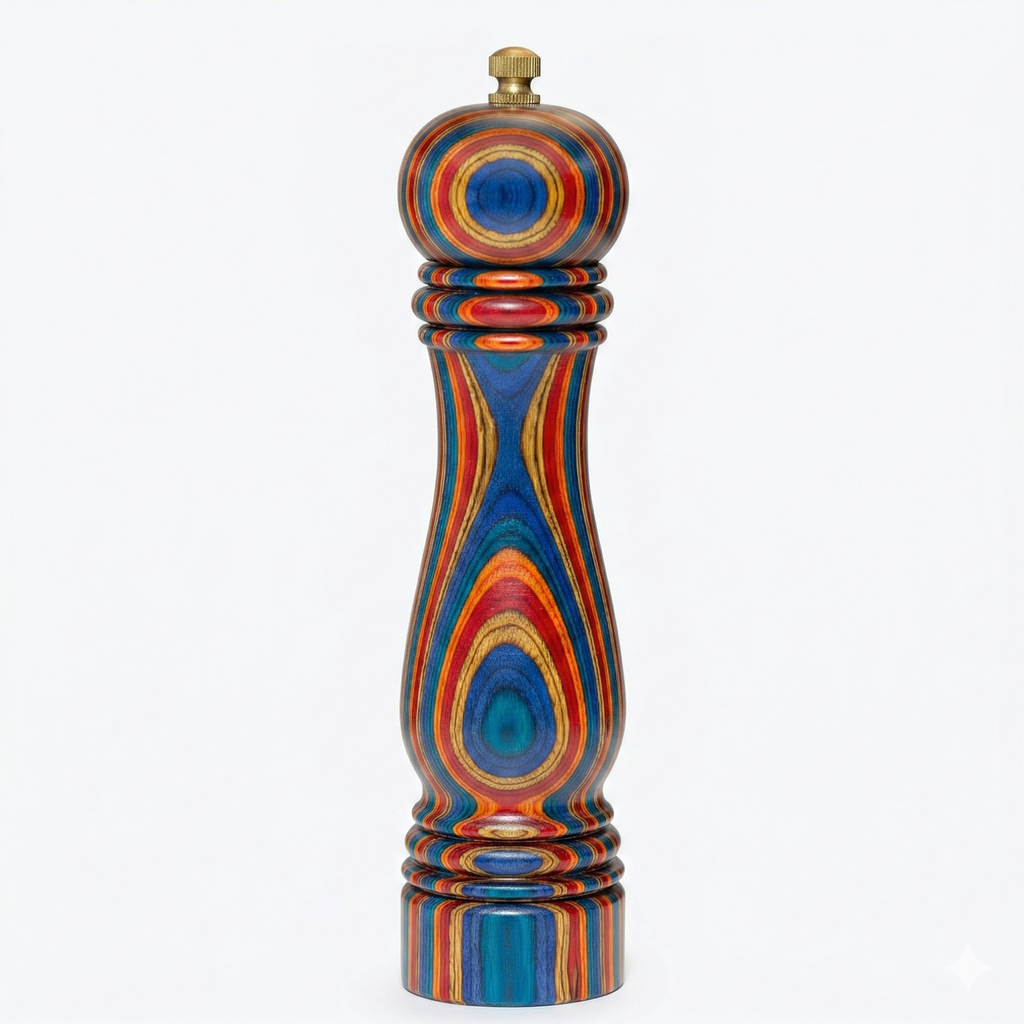 Baltique Montego Bay Pepper Grinder – 8 Inch Colorful Wooden Pepper Mill with Adjustable Stainless Steel Grinding Mechanism – Manual Wood Pepper Grinder for Kitchen or Table Use
