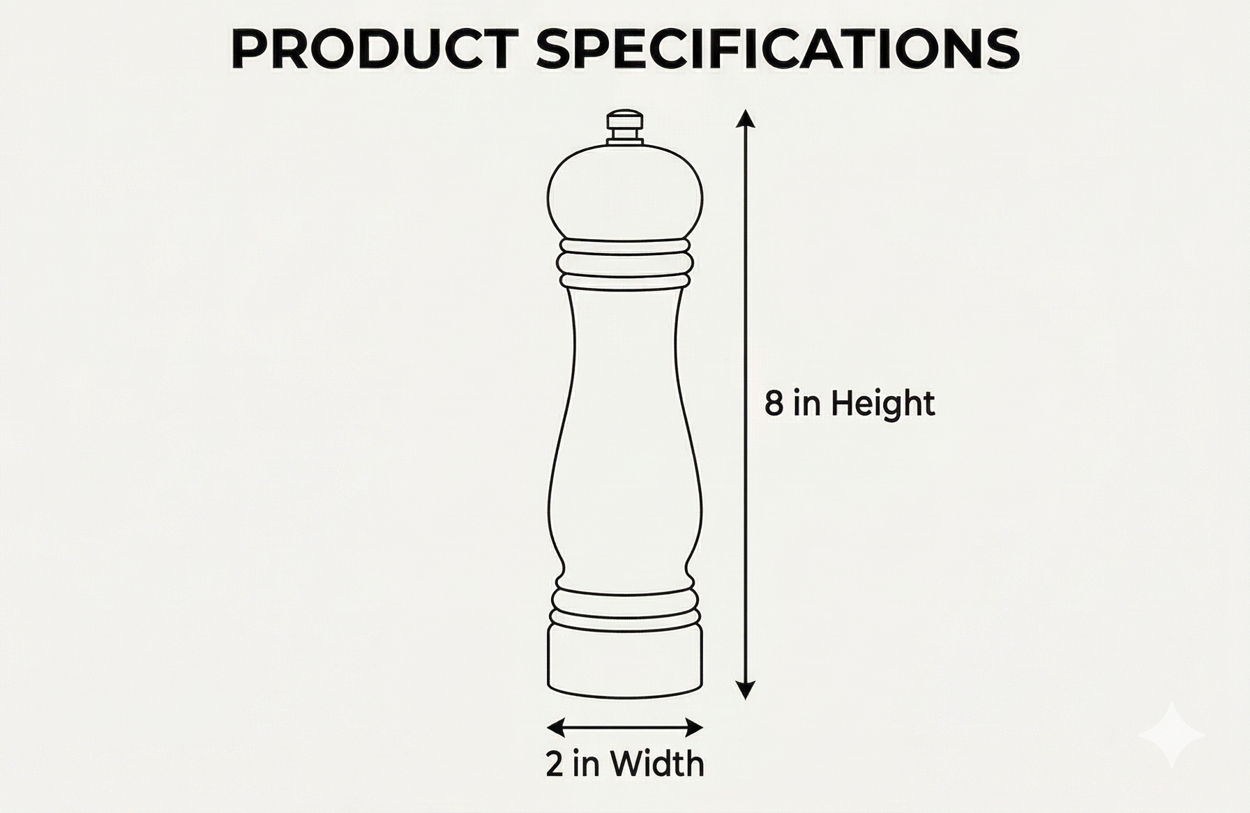 Baltique Montego Bay Pepper Grinder – 8 Inch Colorful Wooden Pepper Mill with Adjustable Stainless Steel Grinding Mechanism – Manual Wood Pepper Grinder for Kitchen or Table Use