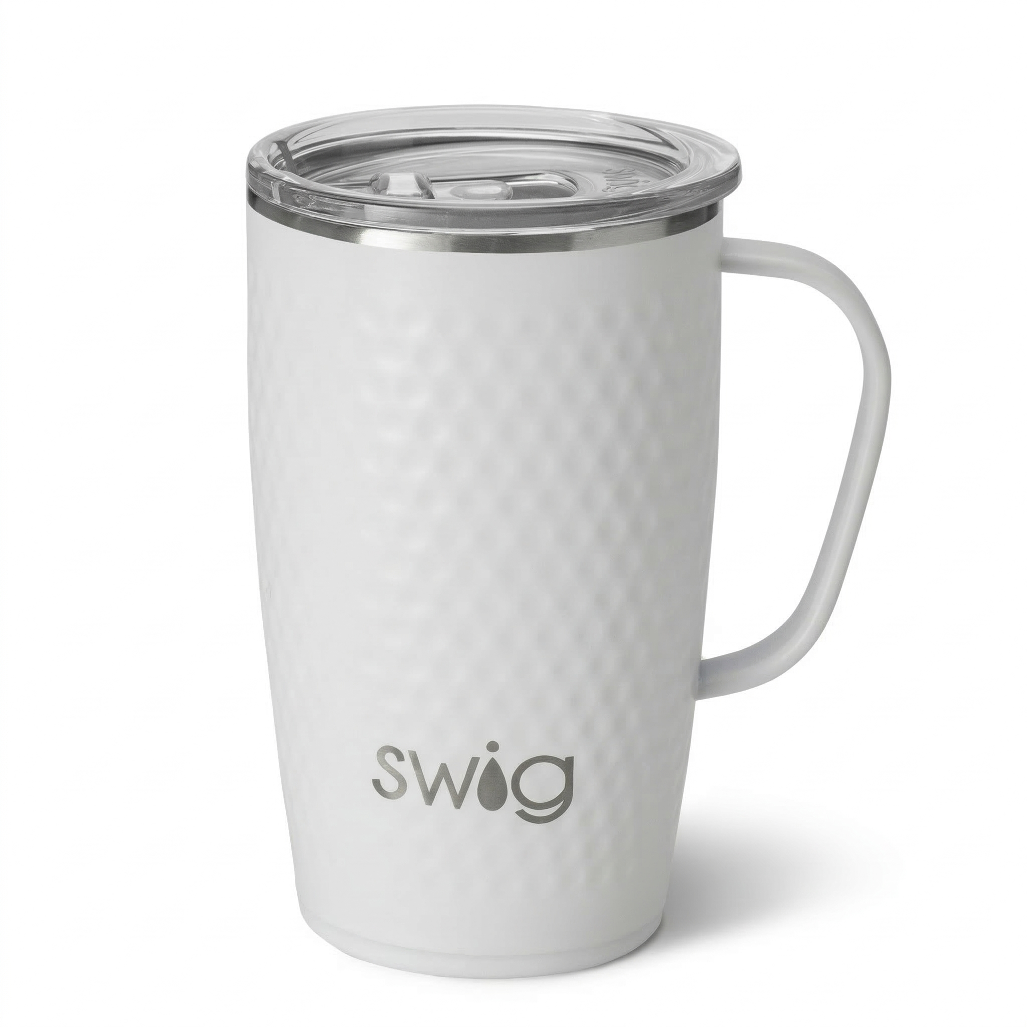 Swig Life 18oz Travel Mug, Insulated Tumbler with Handle and Lid, Cup Holder Friendly, Dishwasher Safe, Stainless Steel, Travel Coffee Cup (Golf Ball)