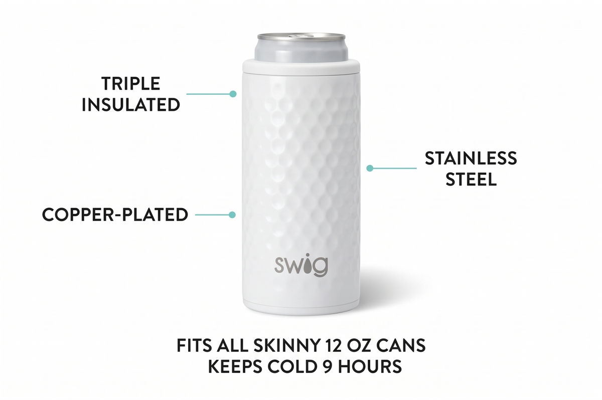Golf Ball Skinny Can Cooler 12oz