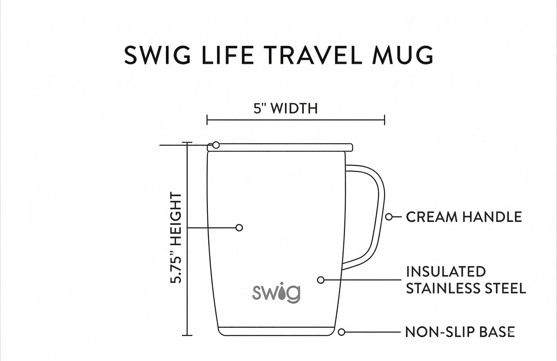 Swig Life 18oz Travel Mug, Insulated Tumbler with Handle and Lid, Cup Holder Friendly, Dishwasher Safe, Stainless Steel, Travel Coffee Cup (Hayride)
