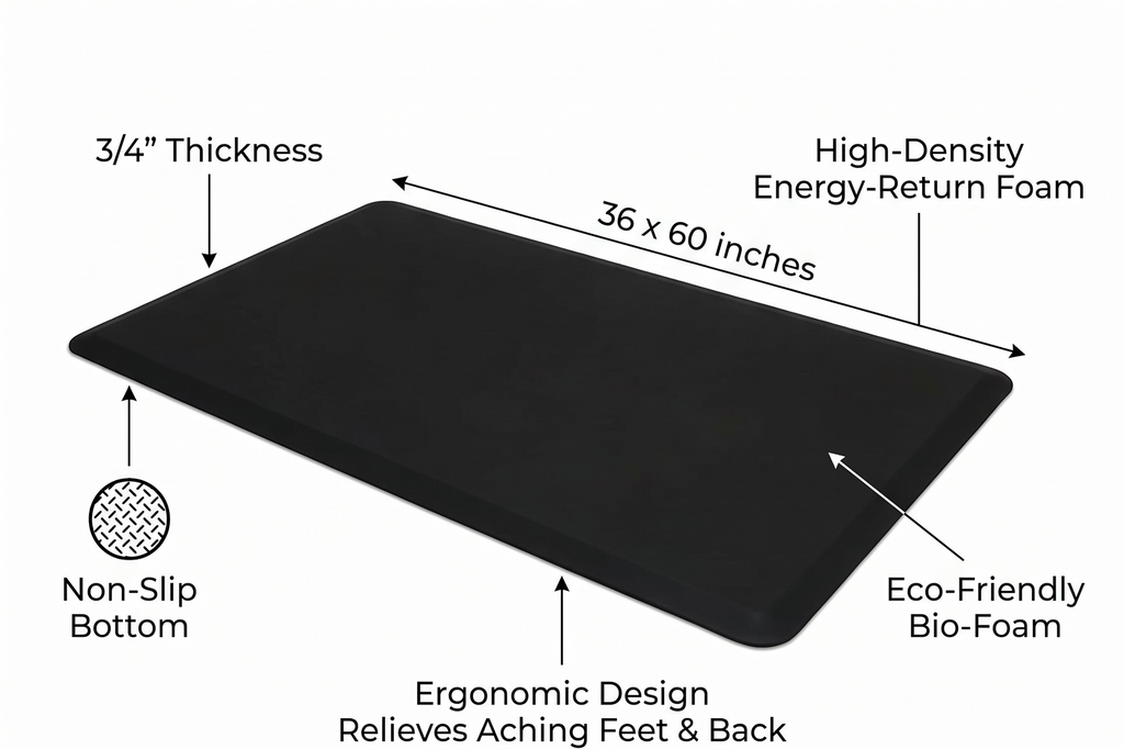 NewLife by GelPro Professional Grade Anti-Fatigue Kitchen & Office Comfort Bio-Foam Mat with Non-Slip Bottom for Health & Wellness, 36X60, Midnight
