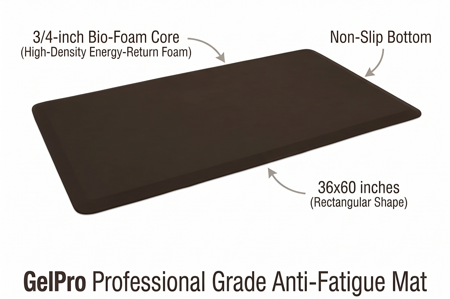 GelPro Professional Grade Anti-Fatigue Kitchen & Office Comfort Bio-Foam Mat with Non-Slip Bottom for Health & Wellness, 36X60, Earth