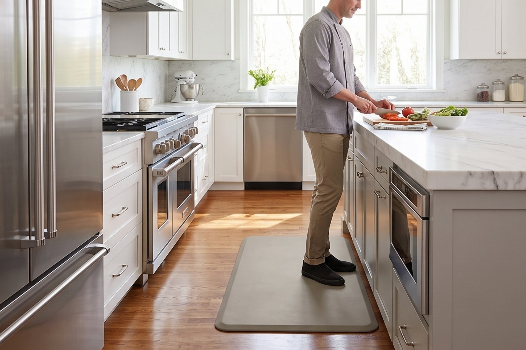 NewLife by GelPro Professional Grade Anti-Fatigue Kitchen & Office Comfort Bio-Foam Mat with Non-Slip Bottom for Health & Wellness, 36X60, Stone