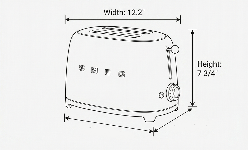 SMEG 2 Slice Toaster with 6 Presets and Defrost Function and Removable Crumb Tray TSF01RDUS, RED