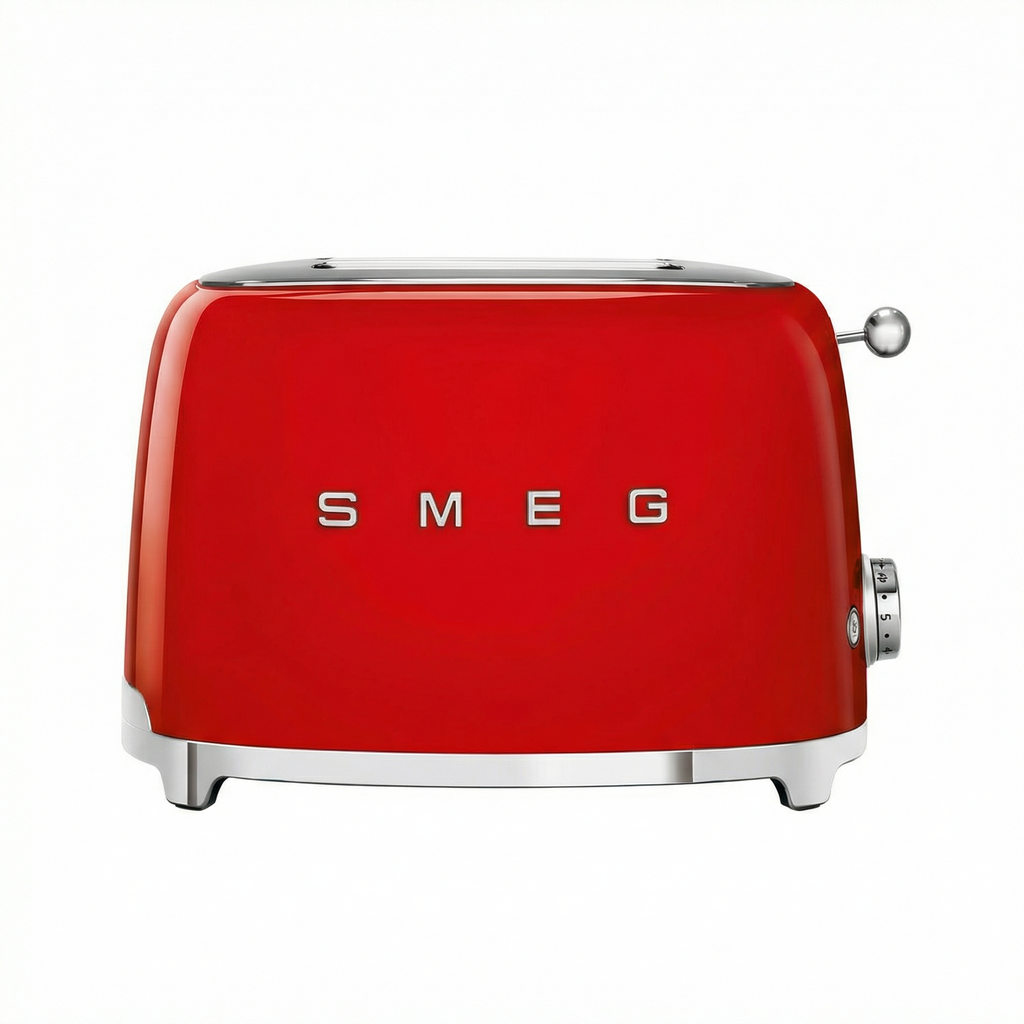 SMEG 2 Slice Toaster with 6 Presets and Defrost Function and Removable Crumb Tray TSF01RDUS, RED