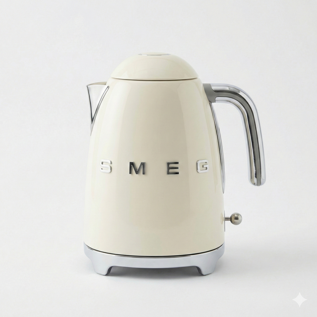 SMEG 50's Retro Style 7 Cup Electric Water Kettle with Automatic Shutoff, Removable Base, and Water Indicator, KLF03CRUS, Cream