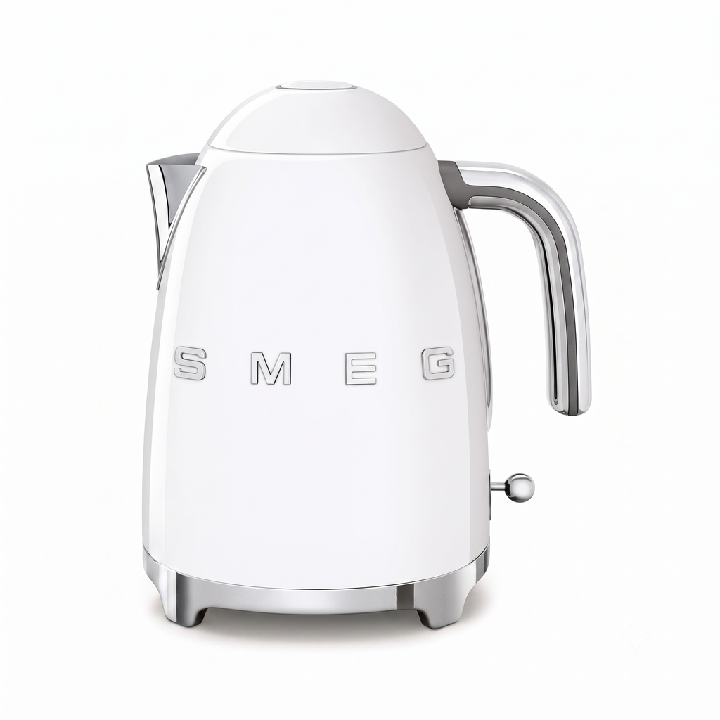 SMEG KLF03 Electric Kettle 1.7L (7 Cup), Retro Hot Water Boiler for Tea & Coffee, Fast Boiling, Auto Shut-Off, Soft Open Lid, 360° Swivel Base Countertop Kettle – White