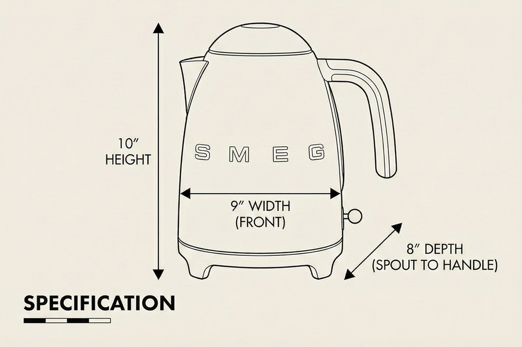 Smeg 50's Retro 7 Cup Stainless Steel Variable Temperature Electric Kettle with 7 Temperature Settings, Led Display, Swivel Base and Keep Warm Function Cream KLF04CRUS