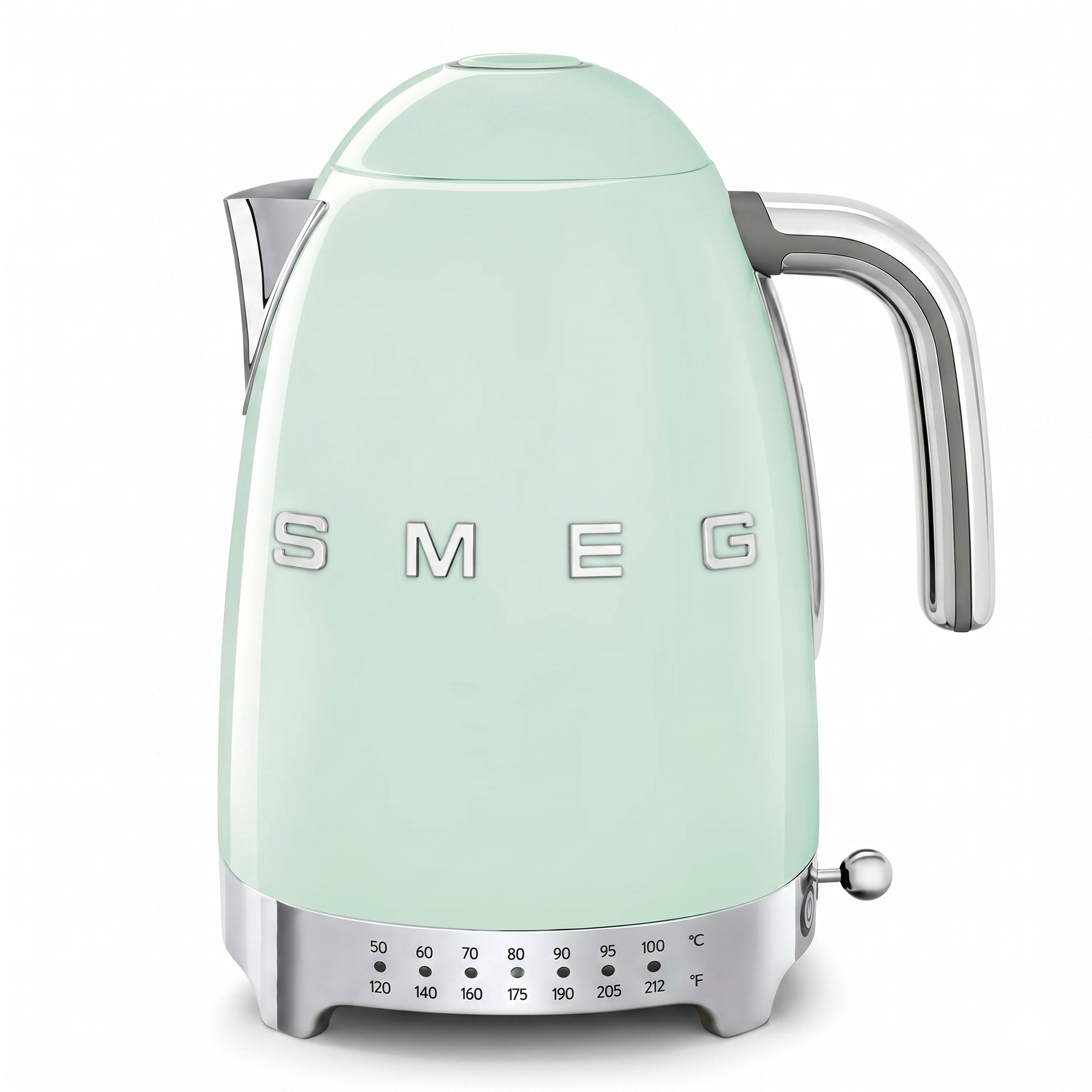 SMEG 7-Cup Variable Temperature Electric Kettle - Retro Style Aesthetic with Advanced Technology - Stainless Steel, 1400W, 120V, 360° Swivel Base, Keep Warm Function (Pastel Green)