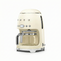 Smeg 50's Retro Style Aesthetic Drip Coffee Machine with 10 Cup Glass Carafe, Auto Start Feature, Keep Warm Plate, and Two Coffee Strength Settings (Cream)