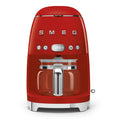 Smeg 50's Retro Style Aesthetic Drip Coffee Machine with 10 Cup Glass Carafe, Auto Start Feature, Keep Warm Plate, and Two Coffee Strength Settings (Red)