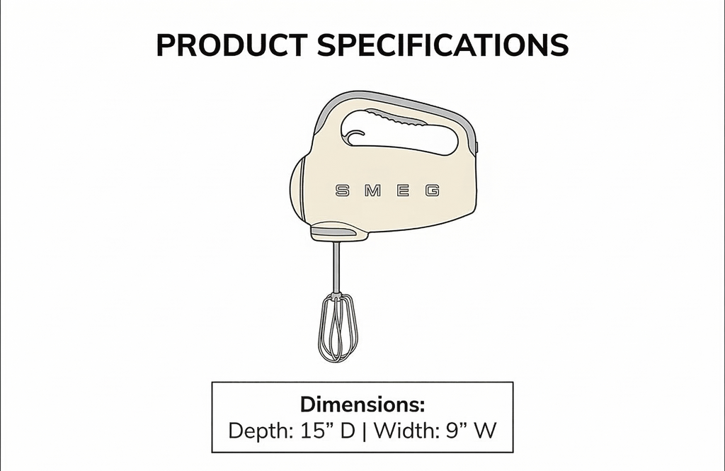 SMEG HMF01 9-Speed Retro Hand Mixer – 220W Motor, Smooth Start, Turbo Function, LED Timer Display, Stainless Steel Whisks, Beaters & Dough Hooks, Premium Die-Cast Aluminum Body