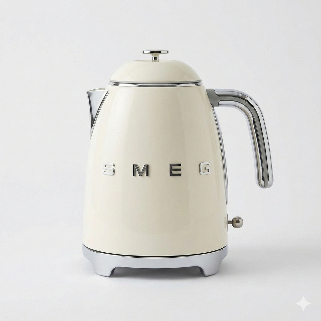 SMEG Mini 50's Retro Style 3 Cup Electric Kettle with Double Wall Anti Slip Base and Water Level Indicator (Cream)