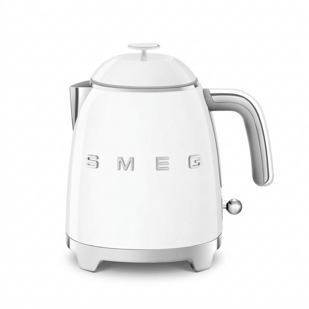 SMEG Mini 50's Retro Style 3 Cup Electric Kettle with Double Wall Anti Slip Base and Water Level Indicator (White)