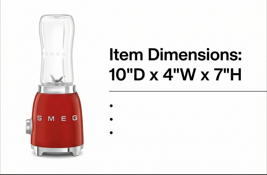 SMEG 50's Retro Style Personal Blender with Backlit Knob and Two 600 ML BPA Free bottles PBF01RDUS Red