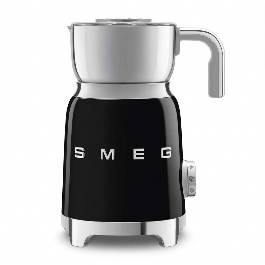 SMEG Retro 50's Style Milk Frother with 2 Disks 6 Preset Programs Hot or Cold Frothing and Induction Heating (Black)