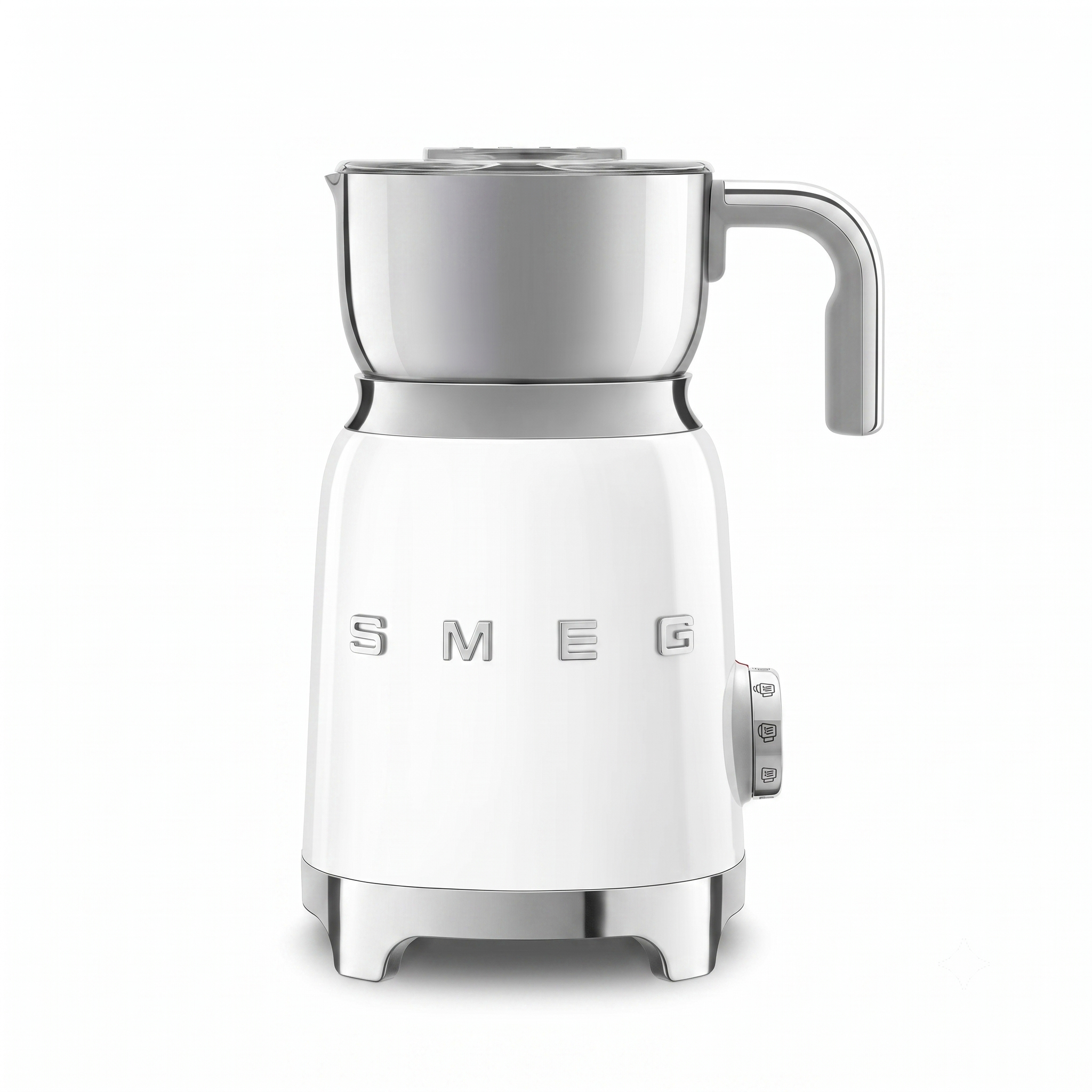 SMEG Retro 50's Style Milk Frother with 2 Disks 6 Preset Programs Hot or Cold Frothing and Induction Heating (White)