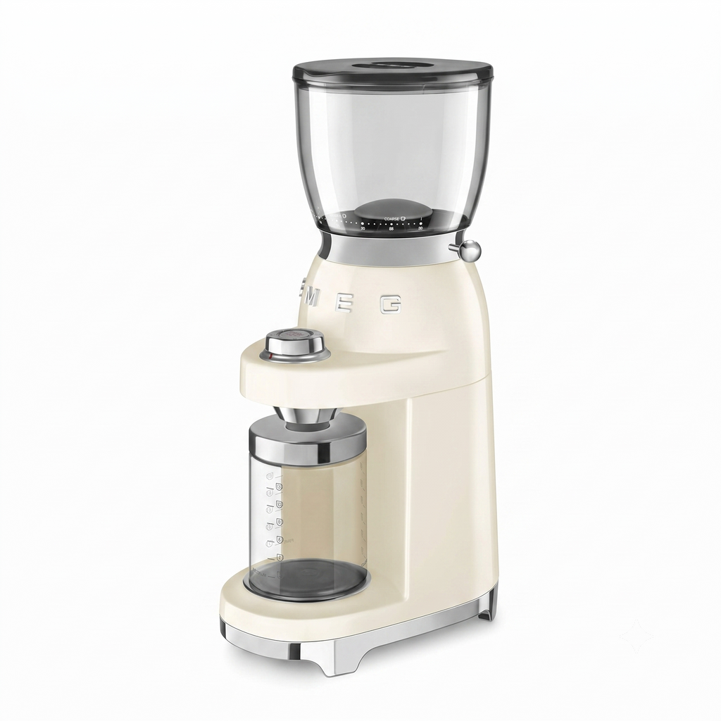 SMEG CGF11 Retro-Style Coffee Grinder – Burr Mill with 30 Grind Settings, Stainless Steel Conical Burrs, Removable Hopper – Precision Countertop Grinder for Espresso, Drip, French Press-Cream