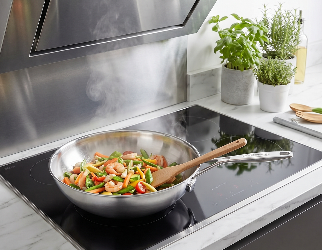 Demeyere Industry 5-Ply 5-qt Stainless Steel Flat Bottom Wok