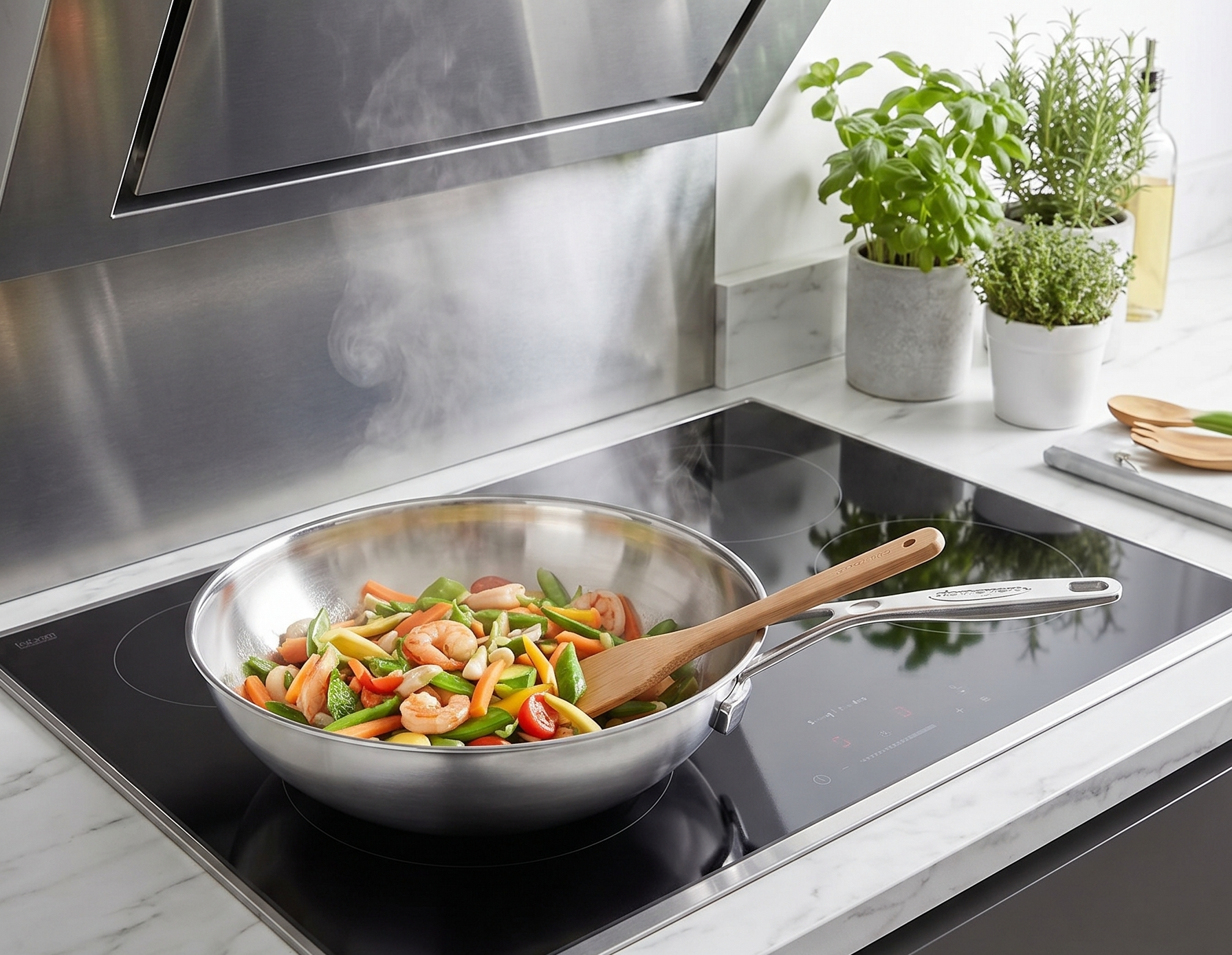 Demeyere Industry 5-Ply 5-qt Stainless Steel Flat Bottom Wok