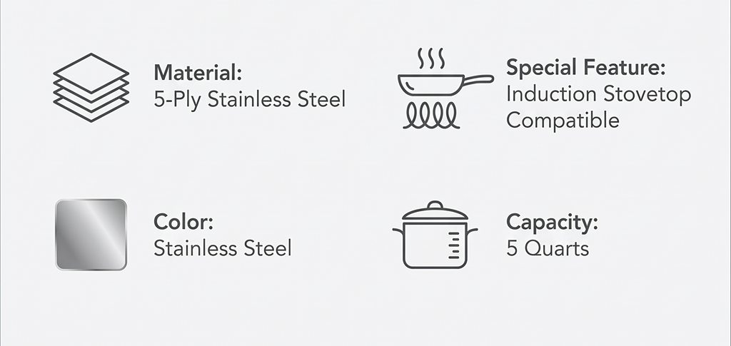 Demeyere Industry 5-Ply 5-qt Stainless Steel Flat Bottom Wok