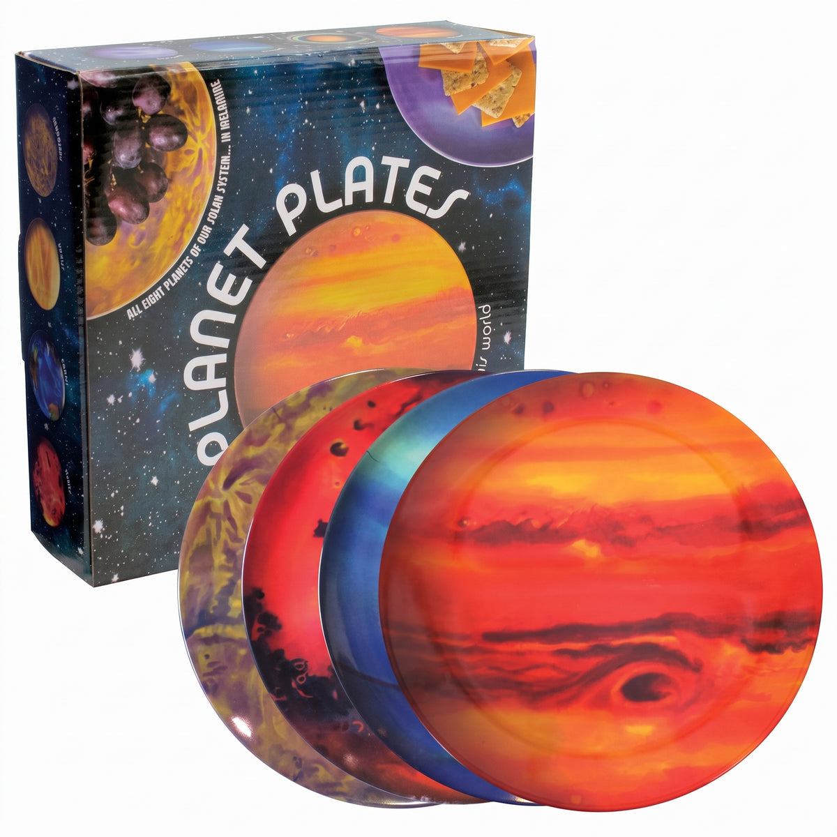 The Unemployed Philosophers Guild Planet Plates - 8" Melamine Astronomy Dessert Plates, Perfect for Appetizers and Snacks, Boxed Set of 8