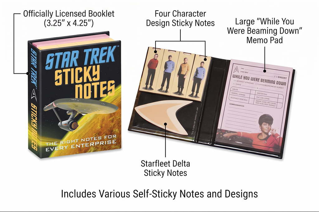 The Unemployed Philosophers Guild Star Trek Sticky Notes Booklet - Officially Licensed 3.25" by 4.25" Booklet with Self-Sticky Individual Notes