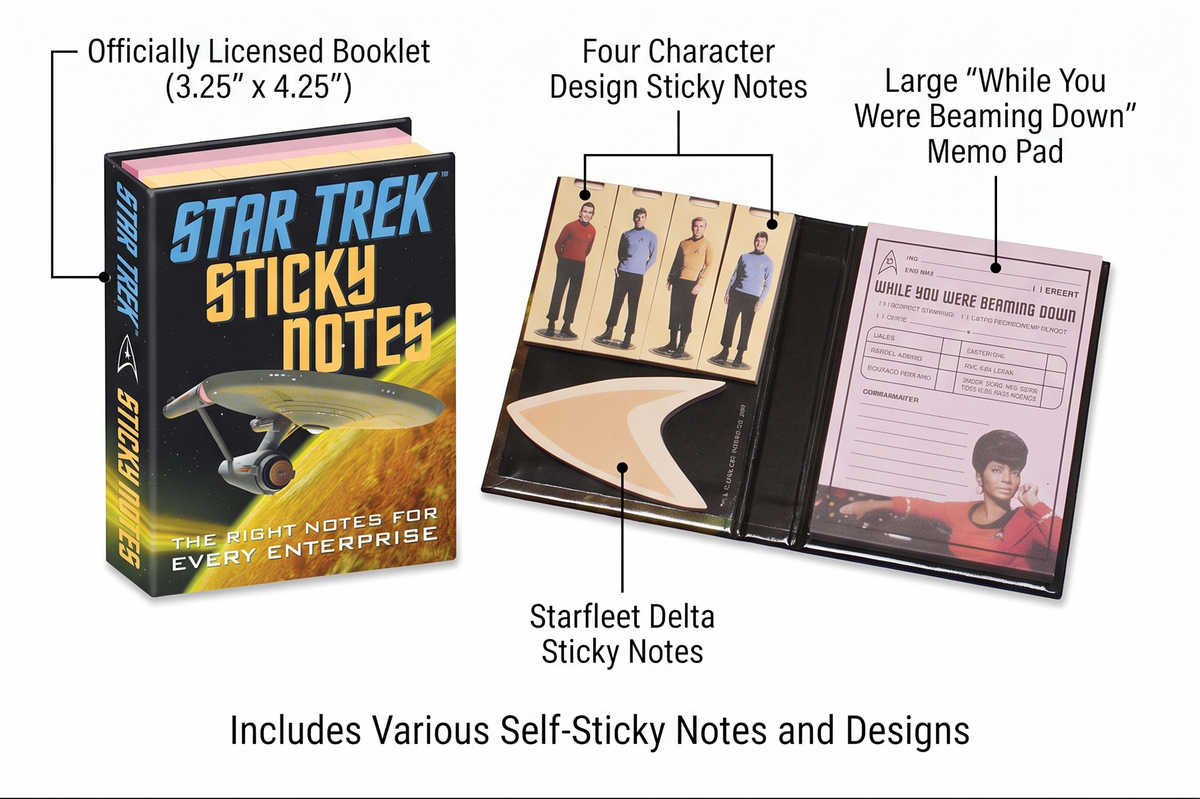 The Unemployed Philosophers Guild Star Trek Sticky Notes Booklet - Officially Licensed 3.25" by 4.25" Booklet with Self-Sticky Individual Notes