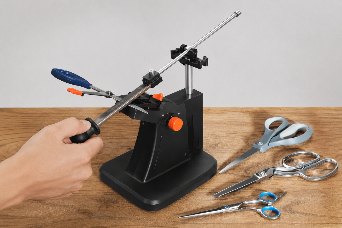 SHARPAL 201H Scissor Sharpener – Adjustable 22°-84° Angle, 325/600 Grit Diamond Plates for Kitchen, Hair Cutting, Sewing Scissors, Lawn Mower Blades, Pruners, Hedge Shears Fathers Day Gift
