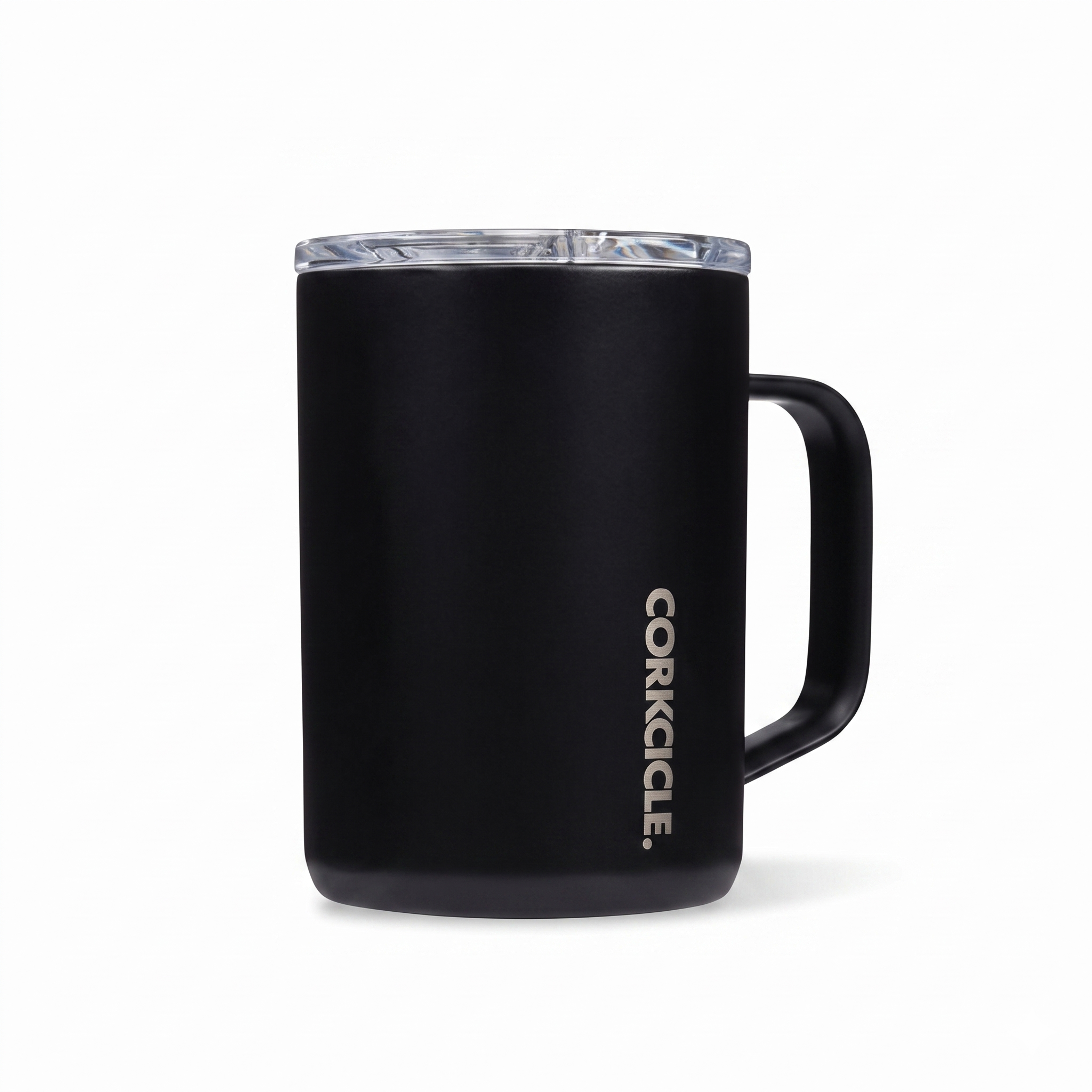 Corkcicle Classic Coffee Mug - Triple Insulated Stainless Steel for Travel - Shatter-Proof Lid - Easy Grip - Keeps Drink Hot Over 3 Hours - Holiday Mug Gift - Great for Gifting Warmth - 16 oz - Black