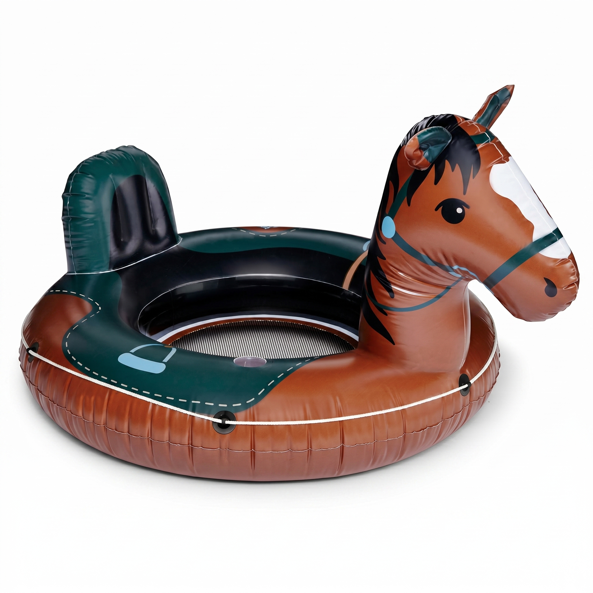 BigMouth Inc. Heavy Duty River Tube, Inflatable Raft for Floating River, Float with Drink Holder, Grab n' Latch Rope, and Comfy Mesh Seat - Bronco