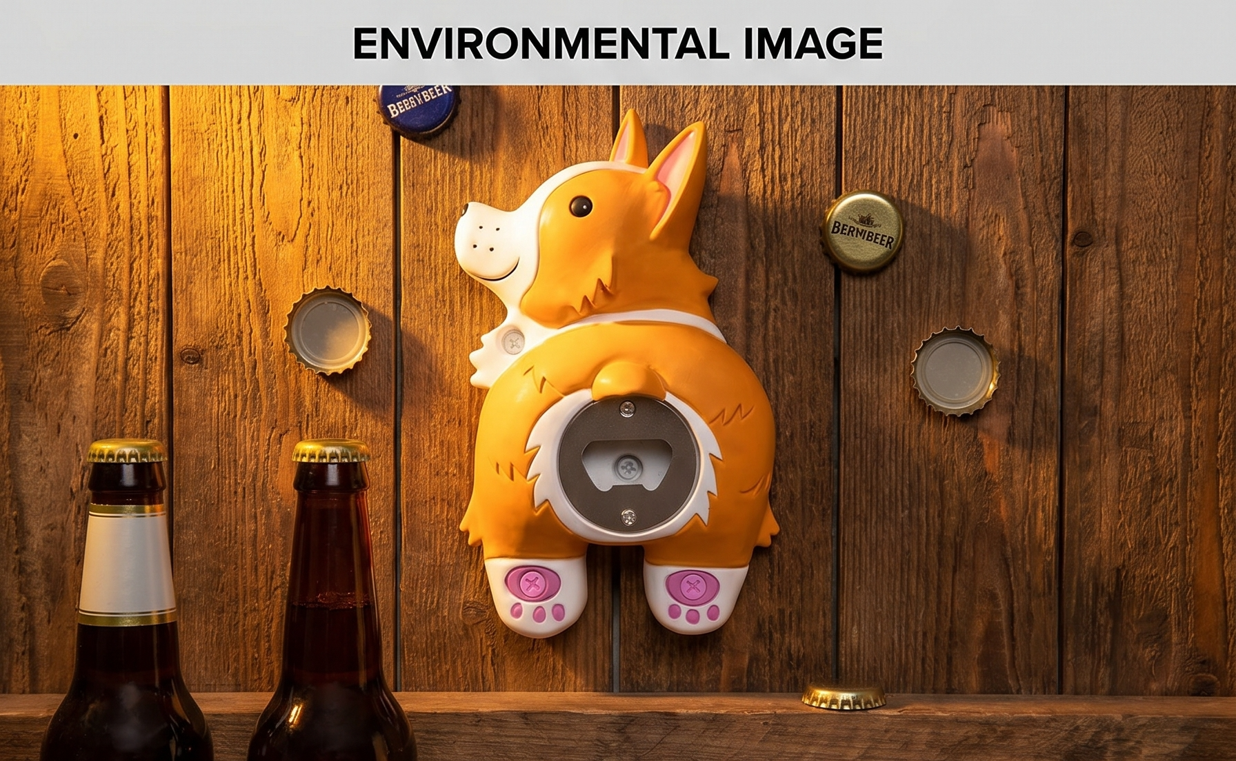 Corgi Butt Bottle Opener - Hilarious Beer Bottle Openers - Wall Mount Cap Opener - Funny Gifts for Adults