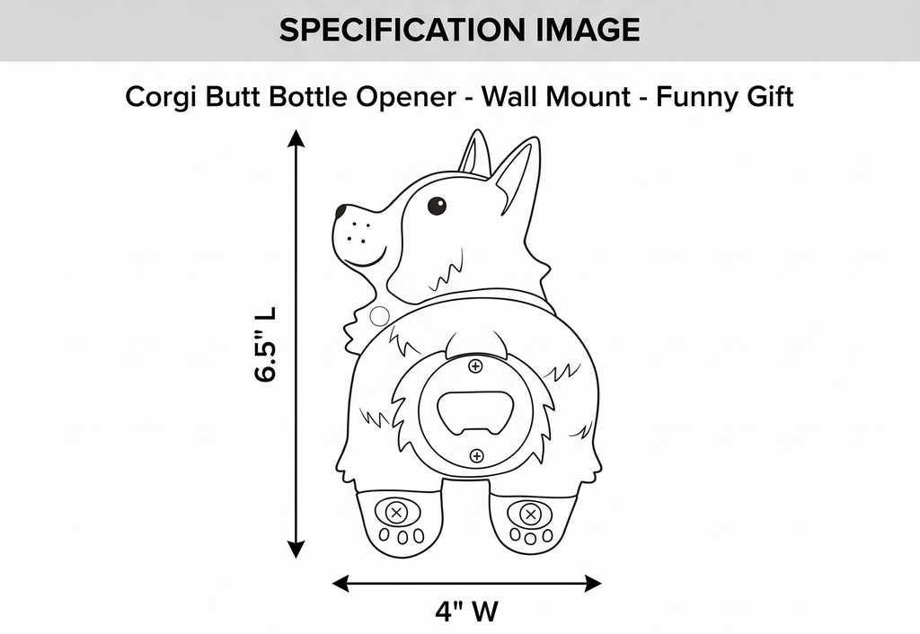 Corgi Butt Bottle Opener - Hilarious Beer Bottle Openers - Wall Mount Cap Opener - Funny Gifts for Adults