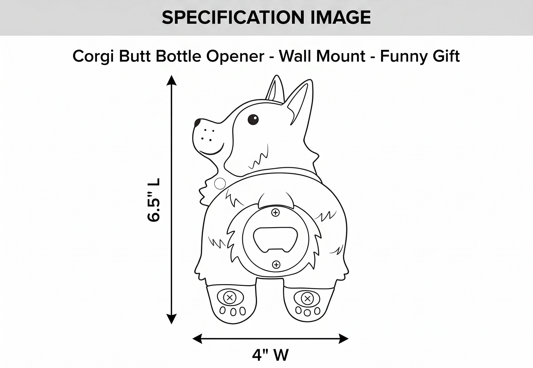 Corgi Butt Bottle Opener - Hilarious Beer Bottle Openers - Wall Mount Cap Opener - Funny Gifts for Adults