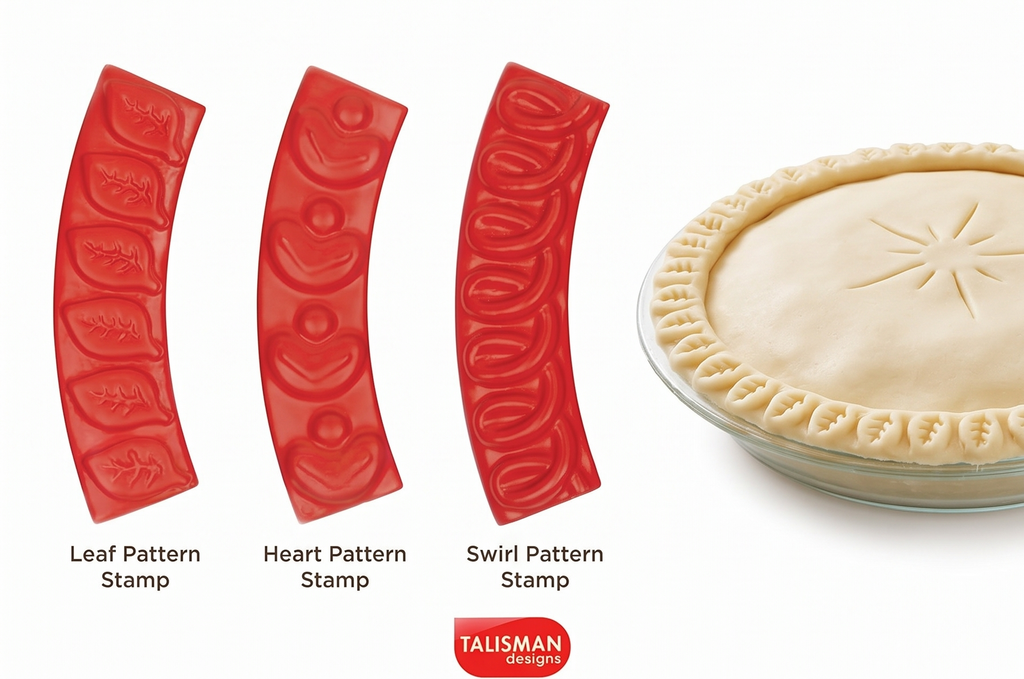 Talisman Designs Pastry Stamps | Set of 3 | Pie Crust Embosser | Pie Decorating Tools & Gadgets | Pie Baking Crust Cutters | Cute & Functional Kitchen Supplies