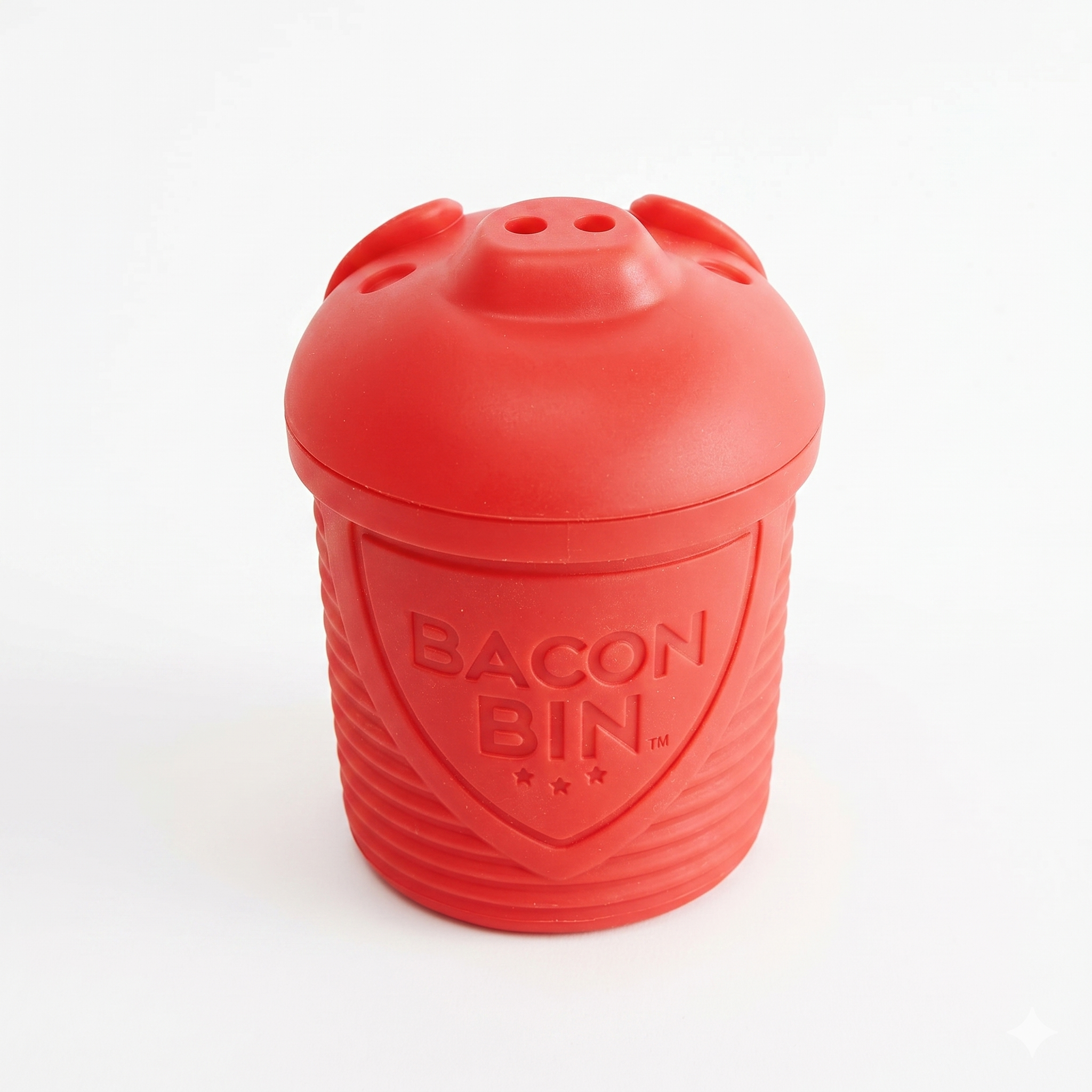 Talisman Designs Bacon Bin Grease Strainer & Collector | Family Friendly Kitchen Tools | Fun & Functional Silicone Grease Container | Holds up to 1 Cup | Red