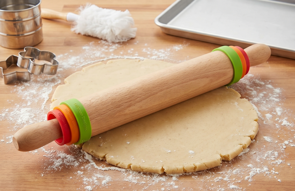 Talisman Designs Silicone Rolling Pin Bands | 8 Piece Set | Ensure Dough Thickness | Baking Accessories | Rolling Pin Thickness Rings