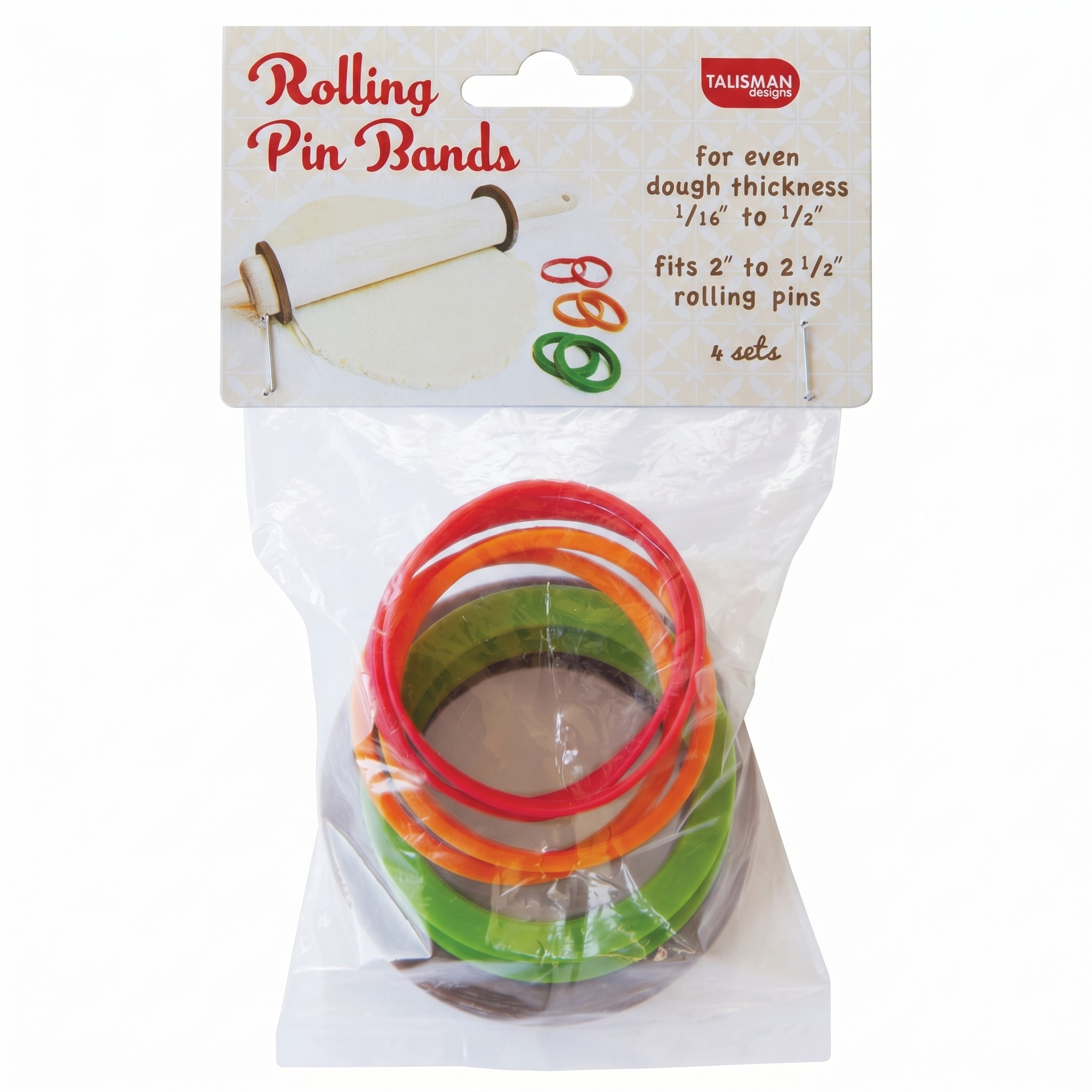 Talisman Designs Silicone Rolling Pin Bands | 8 Piece Set | Ensure Dough Thickness | Baking Accessories | Rolling Pin Thickness Rings
