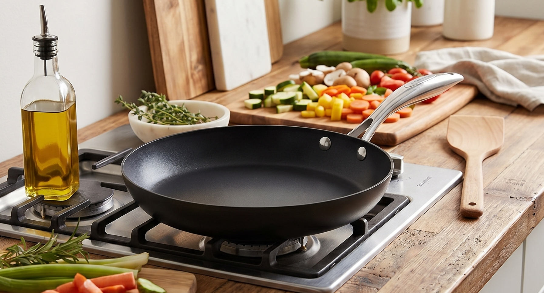 Scanpan Pro IQ 9.5 inch Nonstick Fry Pan - Compatible with All Cooktops, Induction Ready, Metal Utensil Safe, Oven Safe to 500°F, Dishwasher Safe