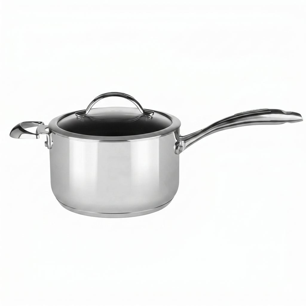 Scanpan HaptIQ 4 qt (8 inch) Stainless Steel-Aluminum Nonstick Saucepan with Lid – Compatible with All Cooktops, Induction Ready, Metal Utensil Safe, Oven Safe to 500°F, Dishwasher Safe