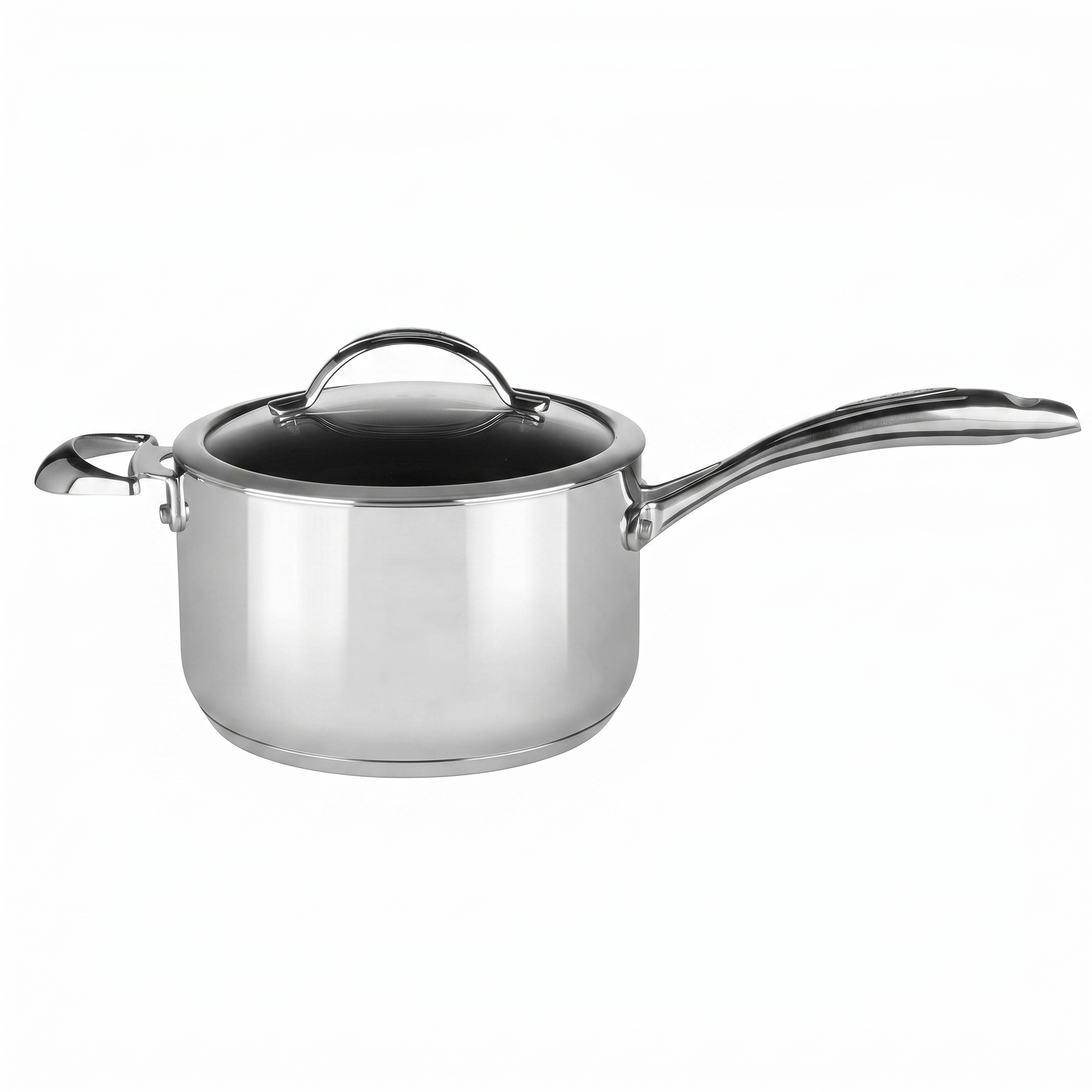 Scanpan HaptIQ 4 qt (8 inch) Stainless Steel-Aluminum Nonstick Saucepan with Lid – Compatible with All Cooktops, Induction Ready, Metal Utensil Safe, Oven Safe to 500°F, Dishwasher Safe