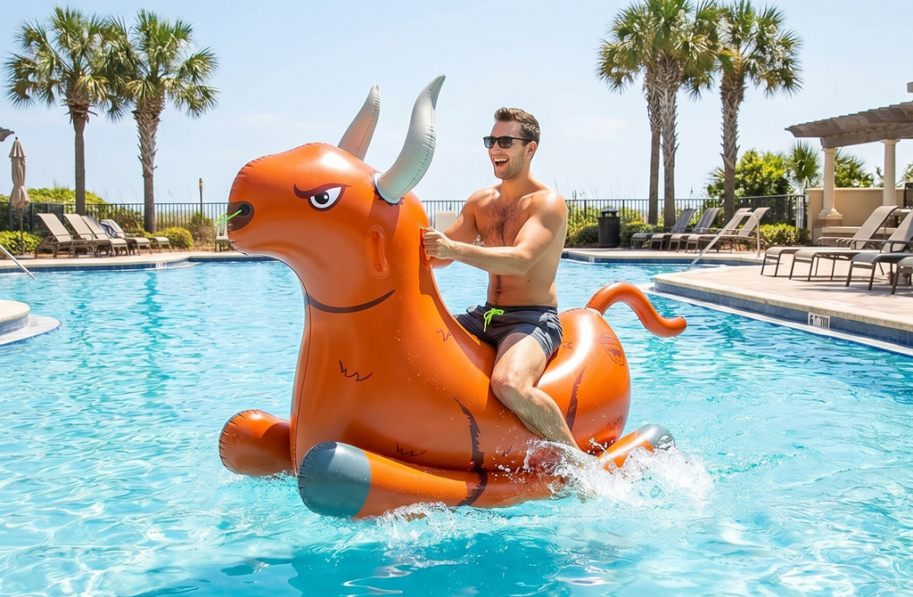 BigMouth Inc. Giant Bull Rocker Pool Float, Inflatable Summer Party Water Toy