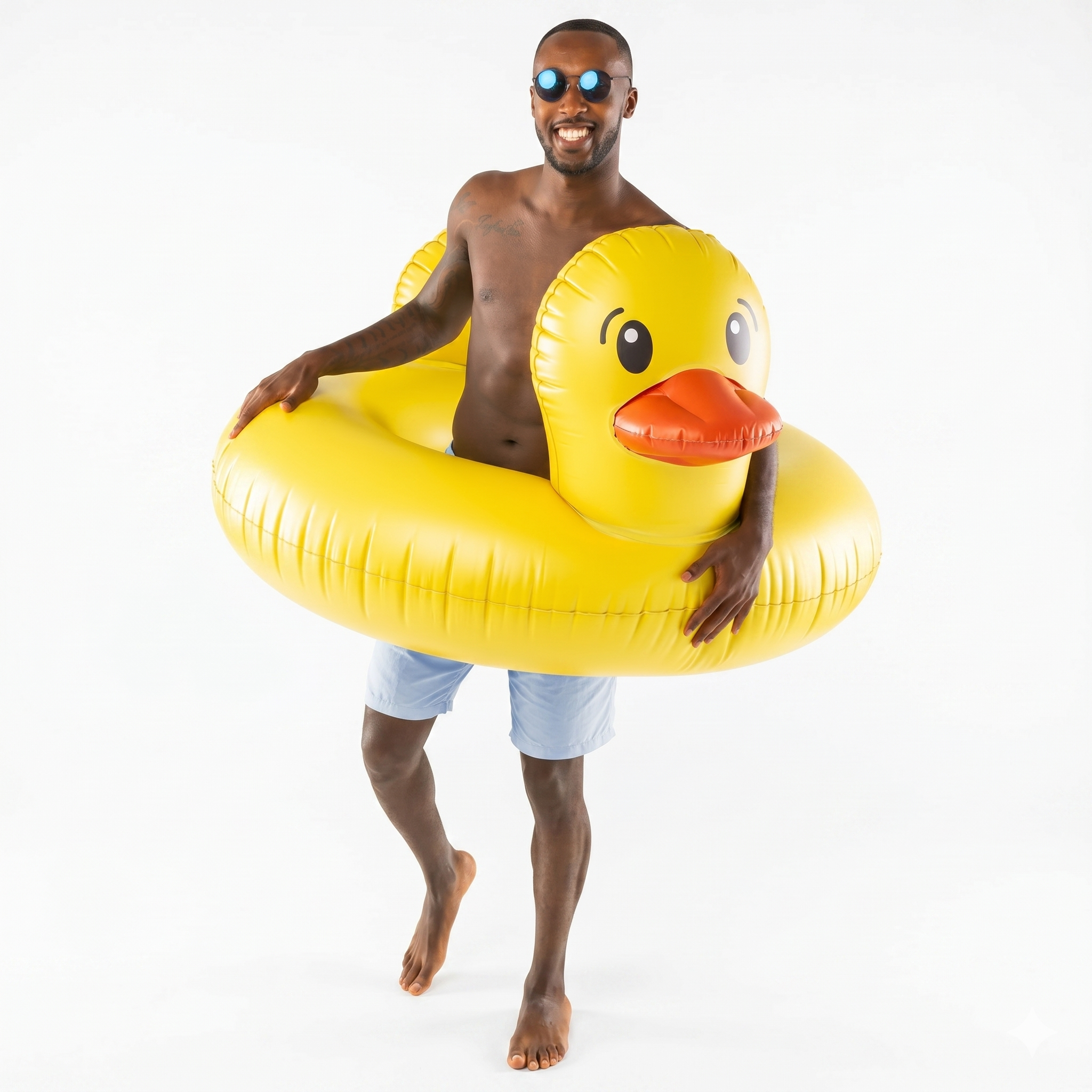 BigMouth Inc. Giant Duck Pool Float, Over 4' Wide, Inflatable Floatie Tube, Blow Up Swim Ring, Outdoor Summer Pool Party Water Toy