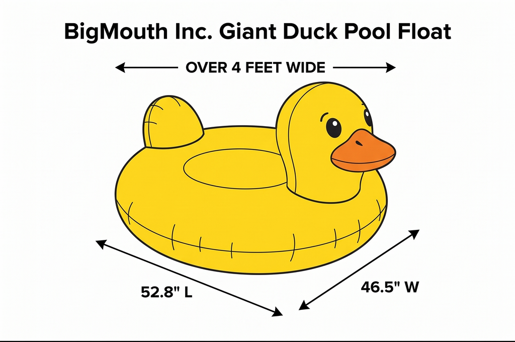 BigMouth Inc. Giant Duck Pool Float, Over 4' Wide, Inflatable Floatie Tube, Blow Up Swim Ring, Outdoor Summer Pool Party Water Toy