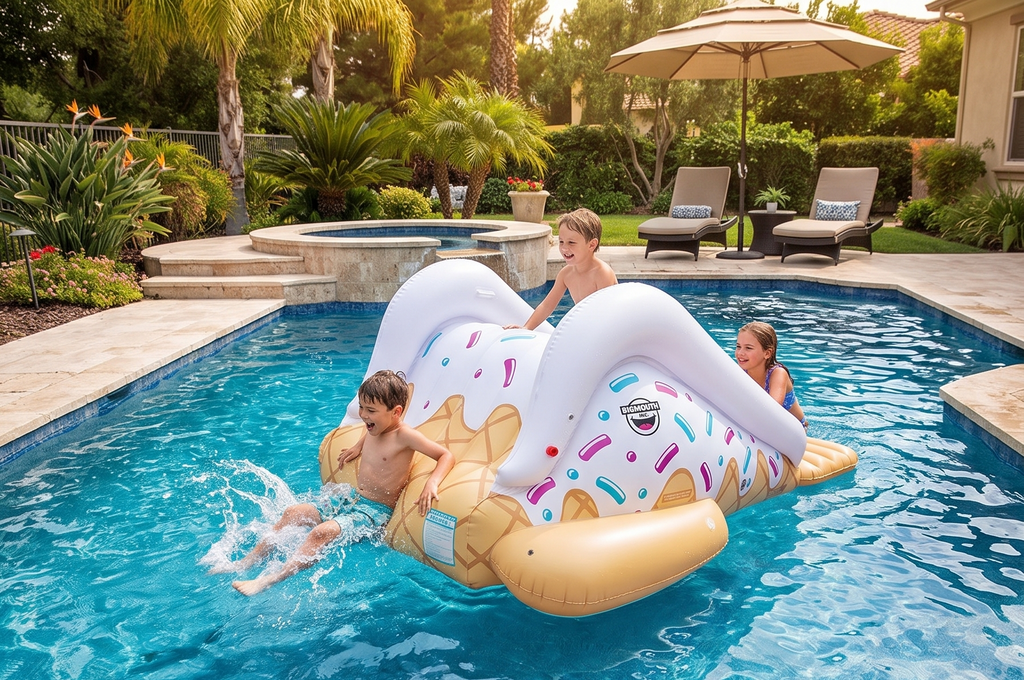 BigMouth Inc. Ice Cream Inflatable Pool Slide, Blow Up Water Slide for Kids, Fun Swimming Pool Toy, Holds 200 Pounds