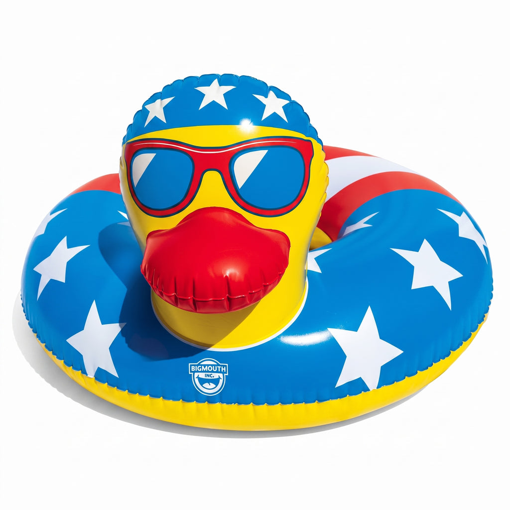 Patriotic Rubber Duck Pool Float – Red White and Blue Inflatable Duck Swim Ring for Pool Lake Beach and 4th of July Parties