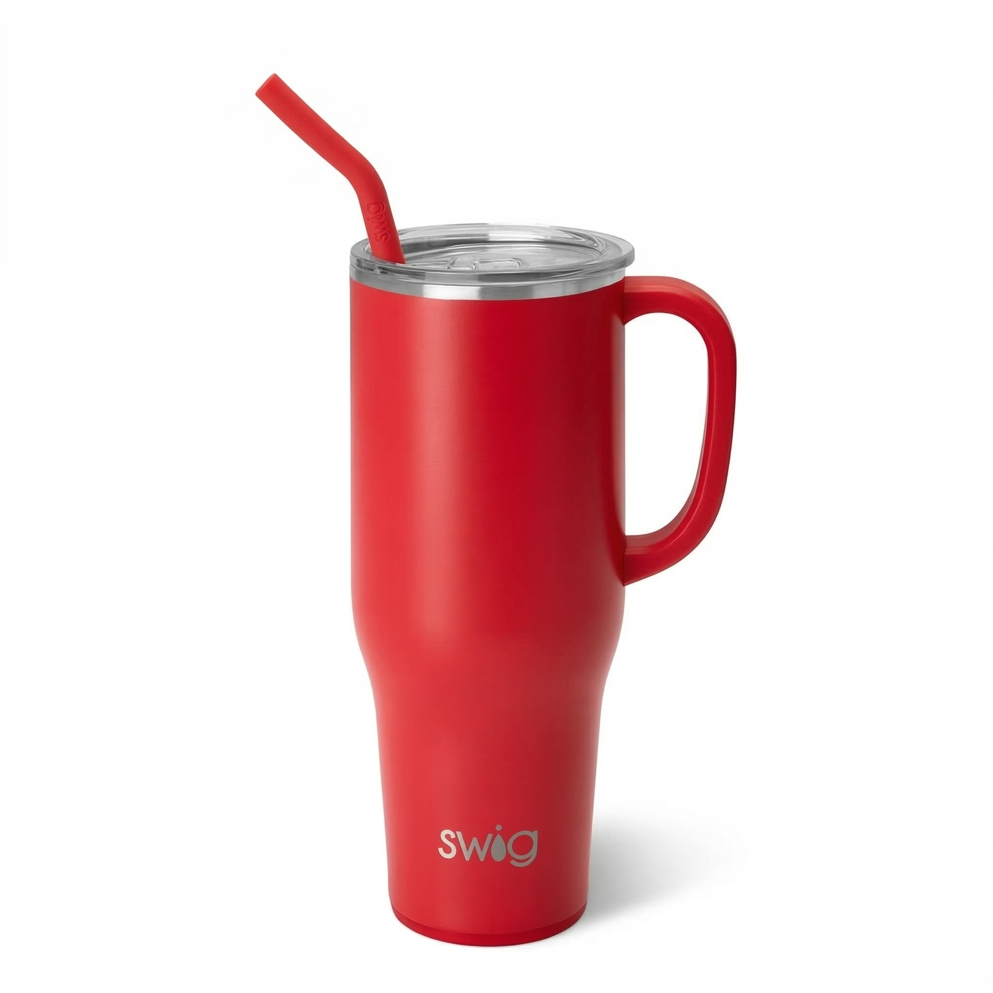 Swig Life 40oz Mega Mug, 40 oz Tumbler with Handle and Straw, Cup Holder Friendly, Dishwasher Safe, Extra Large Insulated Tumbler, Stainless Steel (Red)